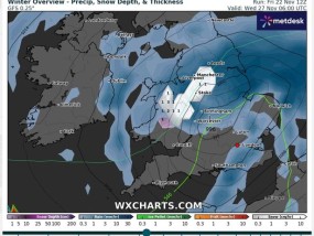 本周晚些时候，英国的降雪地图精确显示了北极地区将面临每小时3厘米的暴风雪